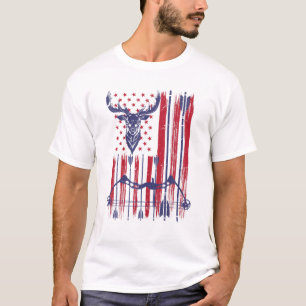 Amerikaanse vlag Bow Deer Bowhunting Hunting T-shirt