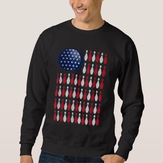 Amerikaanse vlag Bowling Bowler cadeaus voor Bowli Trui (Voorkant)