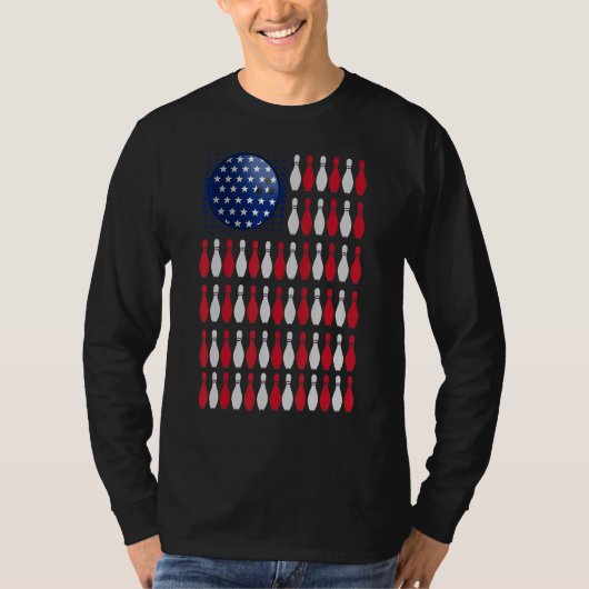 Amerikaanse vlag Bowling Bowler voor Bowling Team T-shirt (Voorkant)