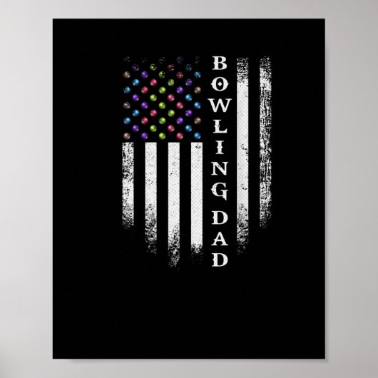  Amerikaanse vlag Bowling Dad Bowler Poster (Voorkant)