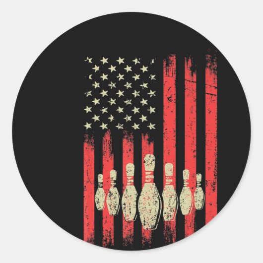 Amerikaanse vlag Bowling Pins patriotic Bowl Ronde Sticker (Voorkant)