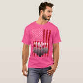Amerikaanse vlag Bowling Pins Patriottische Bowler T-shirt (Voorkant volledig)