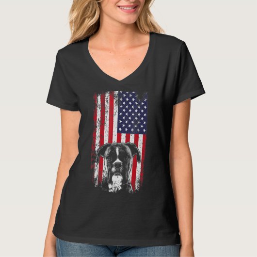 -Amerikaanse vlag Boxer Dog mam T-shirt (Voorkant)