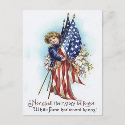 Amerikaanse vlag Boy Wreath Flower Memorial Day Briefkaart (Voorkant)