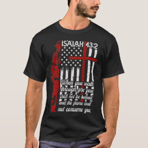 Amerikaanse vlag brandweerman Christelijk bijbel b T-shirt