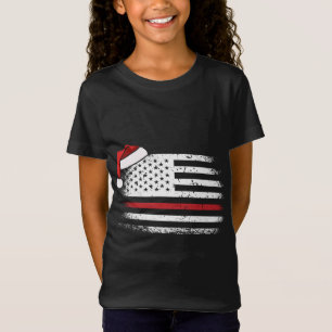 Amerikaanse vlag brandweerman kerst pyjama cool xm t-shirt