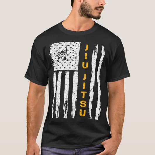 Amerikaanse vlag: Braziliaans Jiu Jitsu Silh T-shirt (Voorkant)