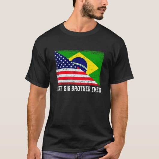 Amerikaanse vlag & Brazilië vlag beste grote broer T-shirt (Voorkant)