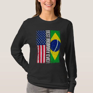 Amerikaanse vlag Brazilië vlag vlag Beste mama ooi T-shirt