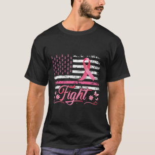 Amerikaanse vlag Breast Cancer Awareness Pink Ribb T-shirt