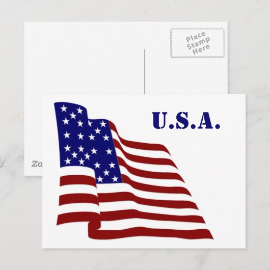 Amerikaanse vlag briefkaart (Voorkant / Achterkant)