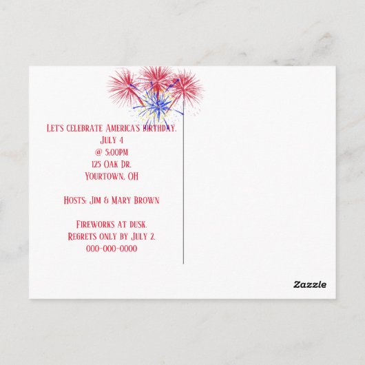 Amerikaanse vlag briefkaart (Achterkant)