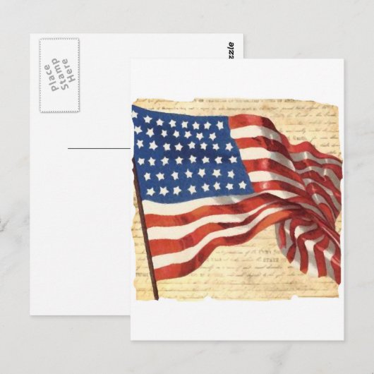  Amerikaanse vlag Briefkaart (Voorkant / Achterkant)