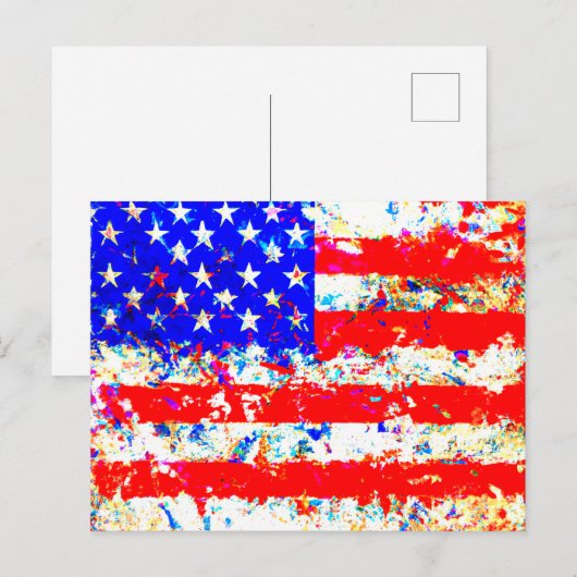 Amerikaanse vlag briefkaart (Voorkant / Achterkant)