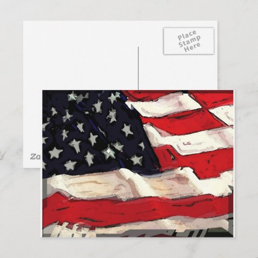 Amerikaanse vlag briefkaart (Voorkant / Achterkant)