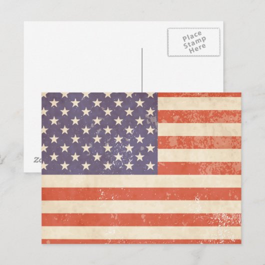 Amerikaanse vlag briefkaart (Voorkant / Achterkant)