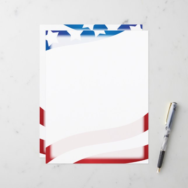 Amerikaanse vlag briefpapier (Voorkant / Achterkant in situ)