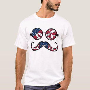 Amerikaanse vlag bril en snor t-shirt
