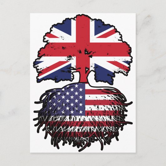 Amerikaanse vlag - Brits - boomrootbomen Briefkaart (Voorkant)