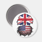 Amerikaanse vlag - Brits - boomrootbomen Magneet (Voorkant / Achterkant)
