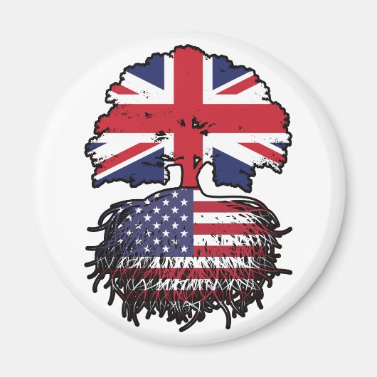 Amerikaanse vlag - Brits - boomrootbomen Magneet (Voorkant)
