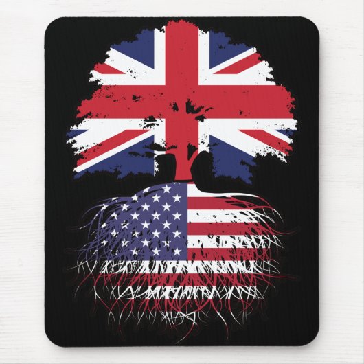 Amerikaanse vlag - Brits - boomrootbomen Muismat (Voorkant)