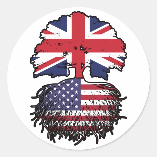 Amerikaanse vlag - Brits - boomrootbomen Ronde Sticker (Voorkant)