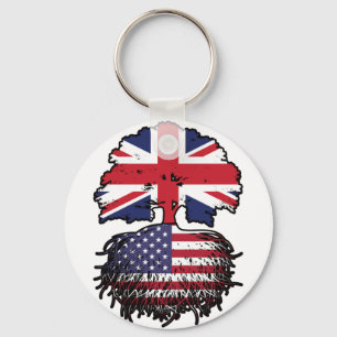Amerikaanse vlag - Brits - boomrootbomen Sleutelhanger
