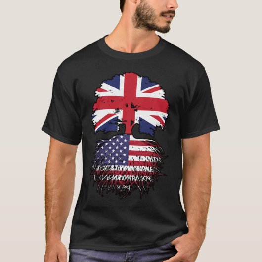 Amerikaanse vlag - Brits - boomrootbomen T-shirt (Voorkant)