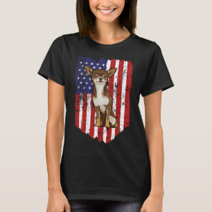 Amerikaanse vlag Brown Chihuahua 4 juli VS T-shirt