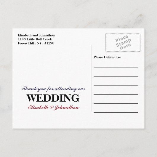 Amerikaanse vlag bruiloft dank u aankondigingskaart (Achterkant)