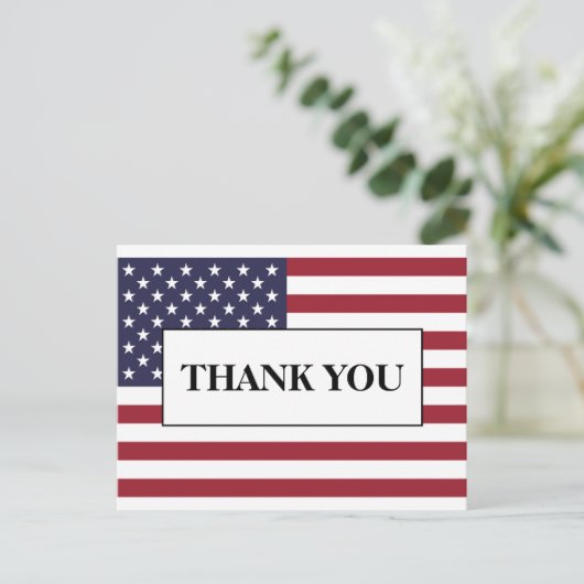 Amerikaanse vlag bruiloft dank u aankondigingskaart (Staand voorkant)