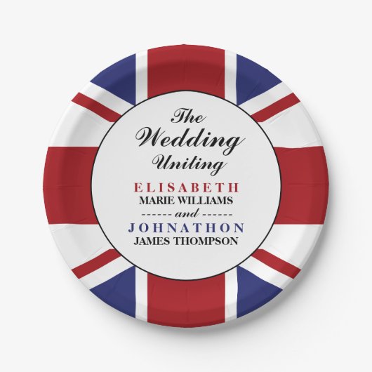 Amerikaanse vlag bruiloft papieren bordje (Voorkant)