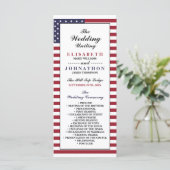 Amerikaanse vlag bruiloft programmakaart (Staand voorkant)