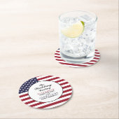 Amerikaanse vlag bruiloft ronde kartonnen onderzetter (Insitu)