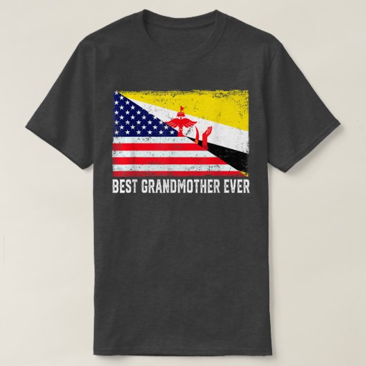Amerikaanse vlag & Brunei vlag Beste grootmoeder o T-shirt (Design voorkant)