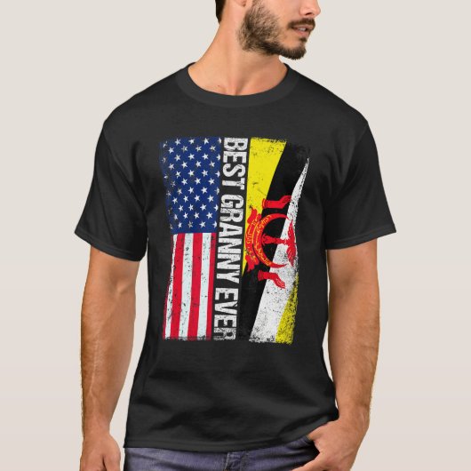 Amerikaanse vlag Brunei vlag Beste oma ooit T-shirt (Voorkant)