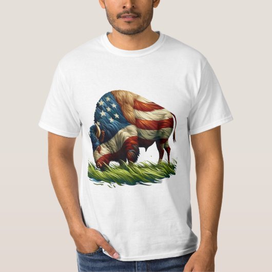 Amerikaanse vlag Buffalo Bison T-shirt (Voorkant)