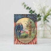 Amerikaanse vlag Bugle Taps Cemetery Wreath Briefkaart (Staand voorkant)