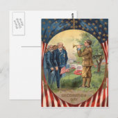 Amerikaanse vlag Bugle Taps Cemetery Wreath Briefkaart (Voorkant / Achterkant)