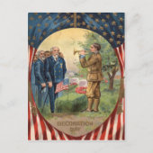 Amerikaanse vlag Bugle Taps Cemetery Wreath Briefkaart (Voorkant)