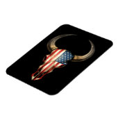 Amerikaanse vlag Bull Skull op zwart Magneet (Linkerzijde)
