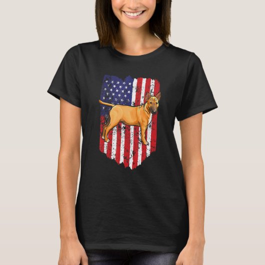 Amerikaanse vlag Bull Terrier 4 juli U T-shirt (Voorkant)