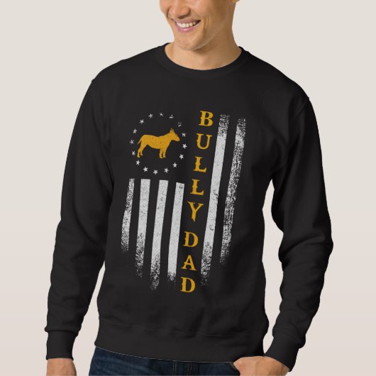 Amerikaanse vlag Bull Terrier Dad Bully Silh Trui (Voorkant)