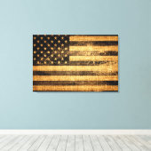  Amerikaanse vlag Burlap Linen Rustic Jute Canvas Afdruk (Insitu (Houten vloer))