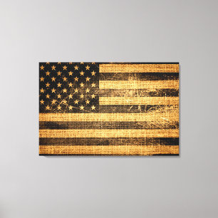 Amerikaanse vlag Burlap Linen Rustic Jute Canvas Afdruk