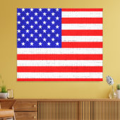 Amerikaanse vlag Burlap Linen Rustic Jute Canvas Afdruk (Insitu (Woonkamer))