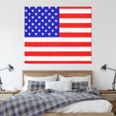 Amerikaanse vlag Burlap Linen Rustic Jute Canvas Afdruk (Insitu (Slaapkamer))