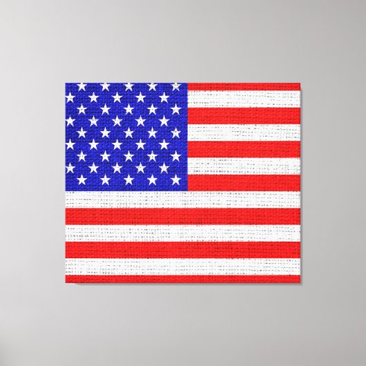 Amerikaanse vlag Burlap Linen Rustic Jute Canvas Afdruk (Voorkant)