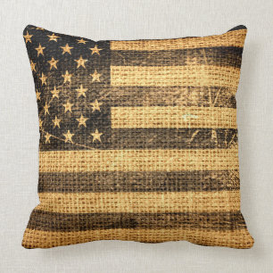 Amerikaanse vlag Burlap Linen Rustic Jute Kussen